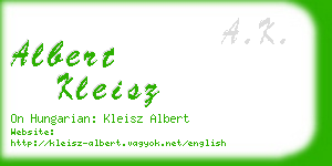 albert kleisz business card